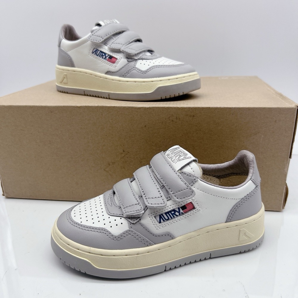 Autry MEDALIST KIDSTRIPES LOW SNEAKERS White Gray Hook & Loop EU 29 US 12